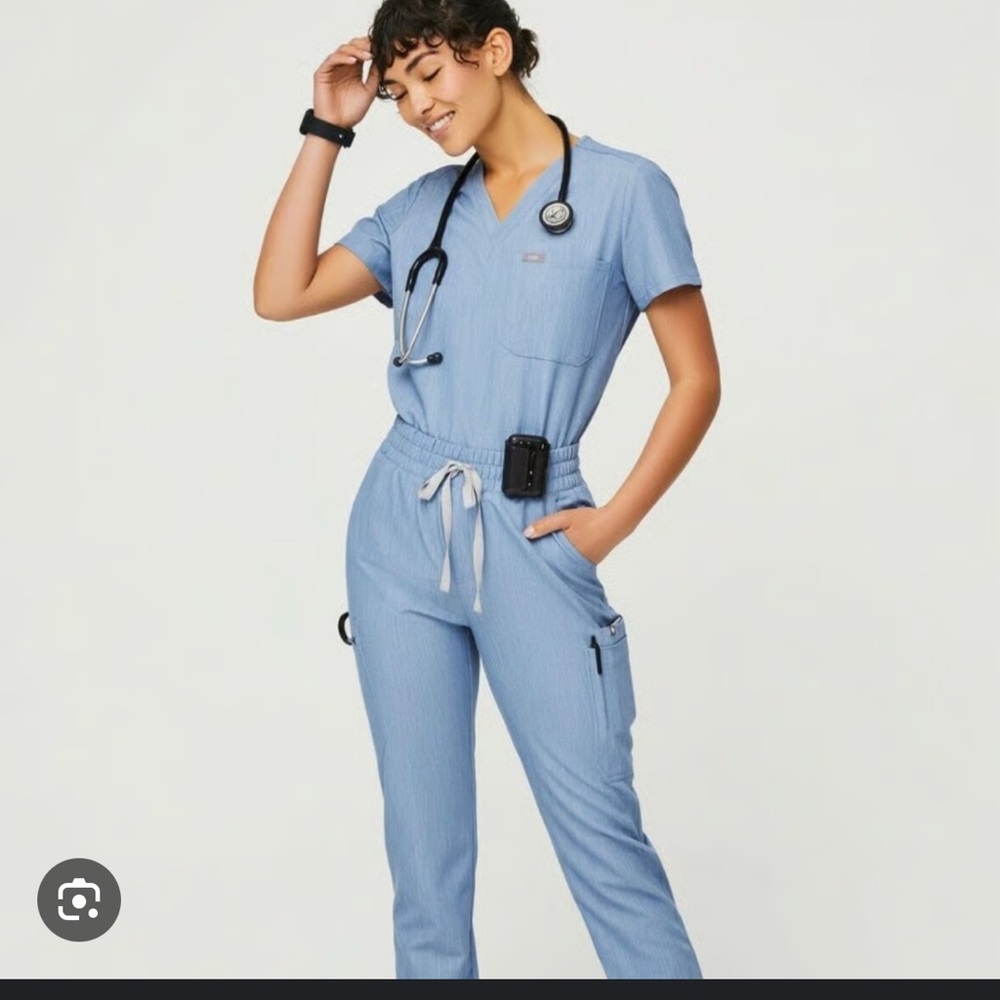 Figs Limited Ed. Set Heather Indigo high waisted Zamora set